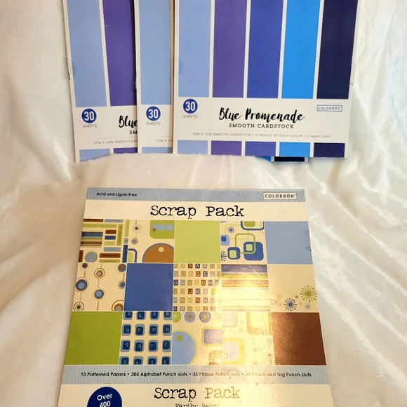 Colorbok | Art | 3 Colorbok 2 Blue Promenade Smooth Cardstock Paper ...
